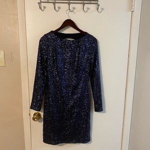Cocktail dress Sz. 6 color navy blue & sequins.